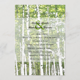 Invitación Boda Verde y Blanco de Bosques de Verano