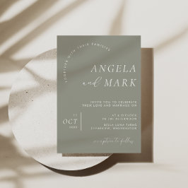 Invitación Boda verde y blanco de sabio Minimalista moderno