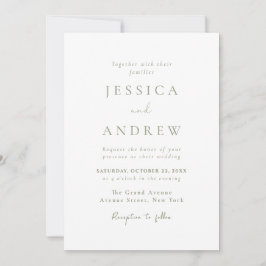 Invitación Boda verde y blanco sabio minimalista