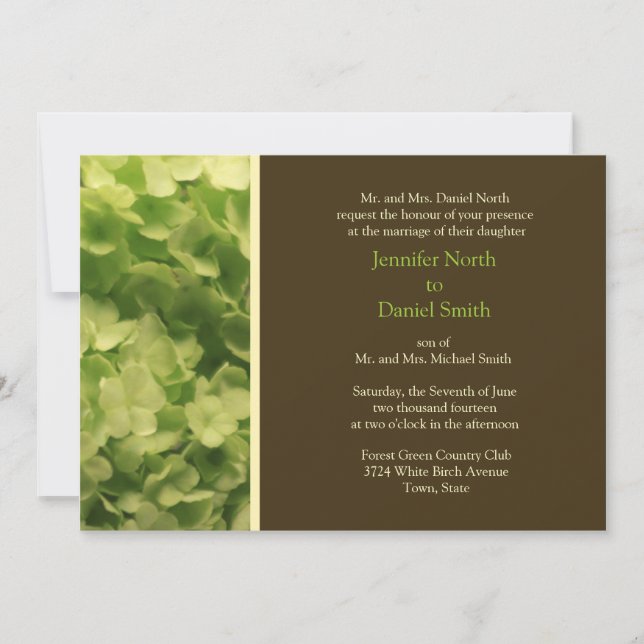 Invitación Boda Verde Y Marrón (Anverso)