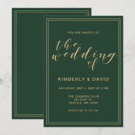Invitación Boda Verde y Oro