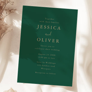Invitación Boda Verde y Oro de los Bosques Profundos