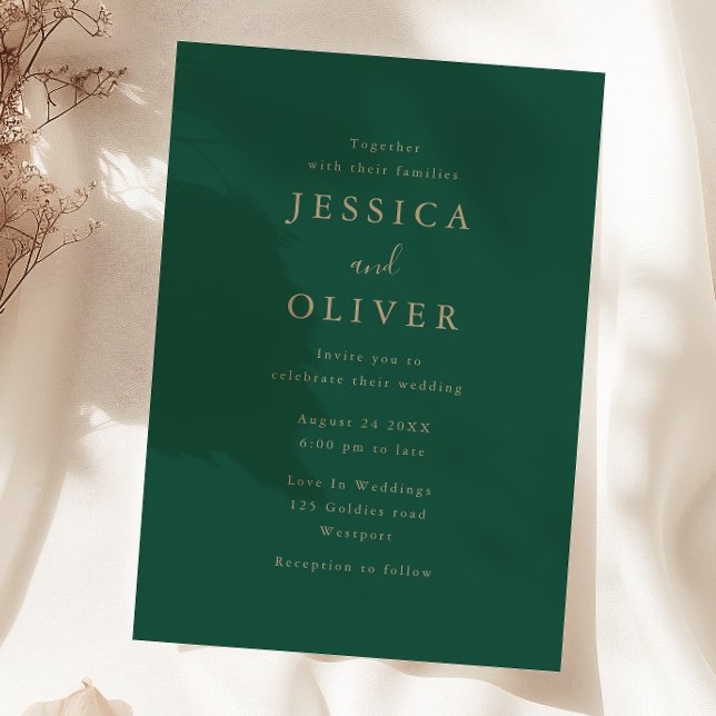 Invitación Boda Verde y Oro de los Bosques Profundos (Subido por el creador)