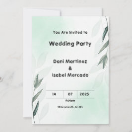 Invitación Boda verde y rosa