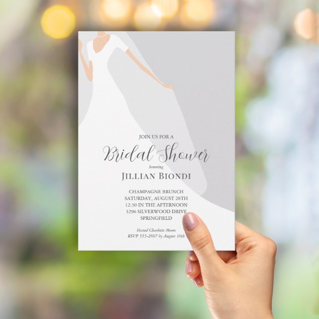 Invitación Boda vestido con ducha de novia gris (Subido por el creador)