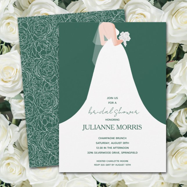 Invitación Boda vestido con ducha verde esmeralda de novia (Subido por el creador)