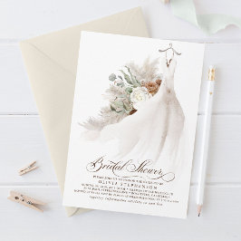 Invitación Boda Vestido Floral Pampas Ducha De Novias Grasas 