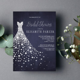Invitación Boda Vestido Navy Blue Chalkboard Bridal Shower