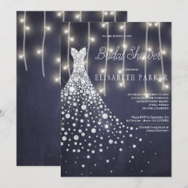 Invitación Boda Vestido Navy Chalkboard Winter Bridal Shower