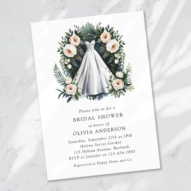 Invitación Boda Vestido Vegetación Vegetación Ducha Bridal (Subido por el creador)