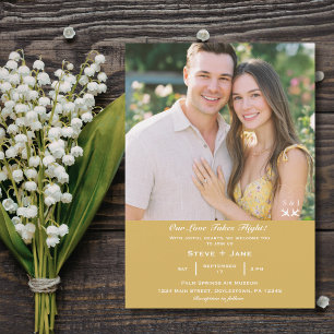 Invitación Boda Viaje Oro Elegante Foto Personalizada