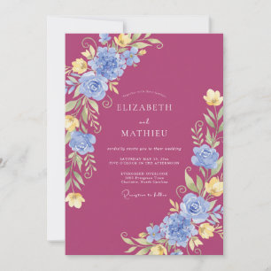 Invitación Boda Vibrante Acuarela Rosa de Fruta