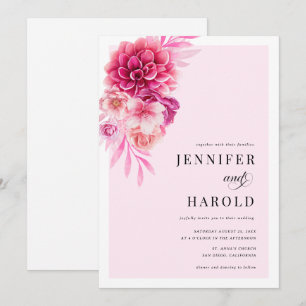 Invitación Boda vibrante de flores rosadas calientes