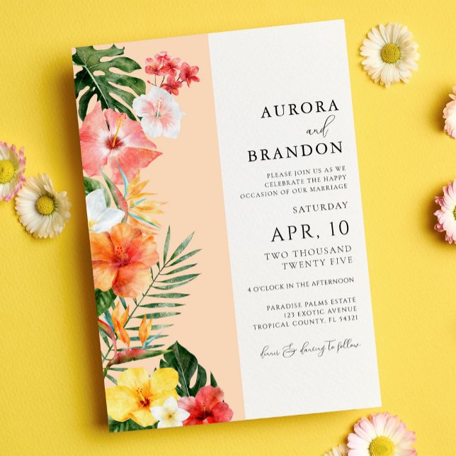 Invitación Boda vibrante de las flores tropicales (Subido por el creador)