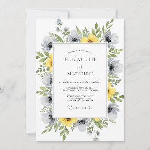 Invitación Boda Vibrante de Primavera Gris Amarillo