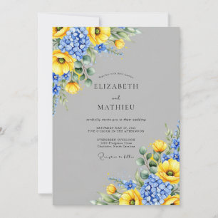Invitación Boda vibrante de primavera gris pizarra