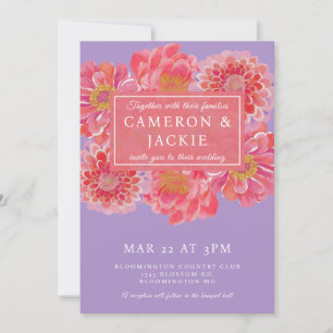 Invitación Boda Vibrante de Zinnia Púrpura 
