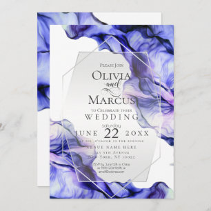 Invitación BODA   Vibrante Marina Indigo Abstract Ink