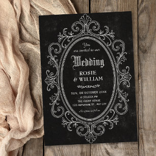 Invitación Boda victoriana barroca vintage negra