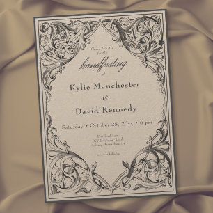 Invitación Boda Victoriana hasta la Muerte Negra y Marrón Han