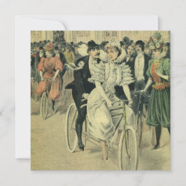 Invitación Boda victoriana novia y bicicleta recién casada Gr