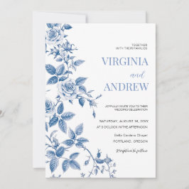 Invitación Boda victoriano chino azul francés vintage