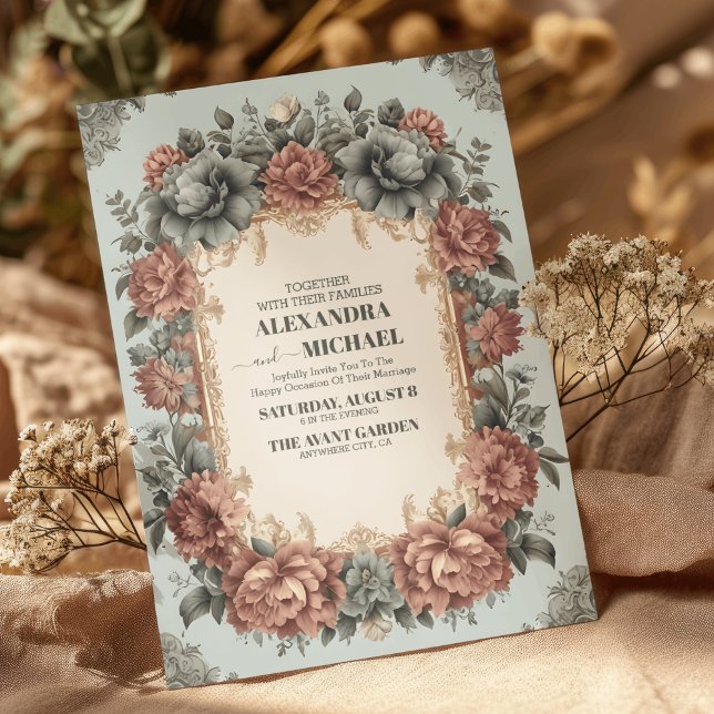 Invitación Boda victoriano de estilo Art Nouveau azul turques (Subido por el creador)
