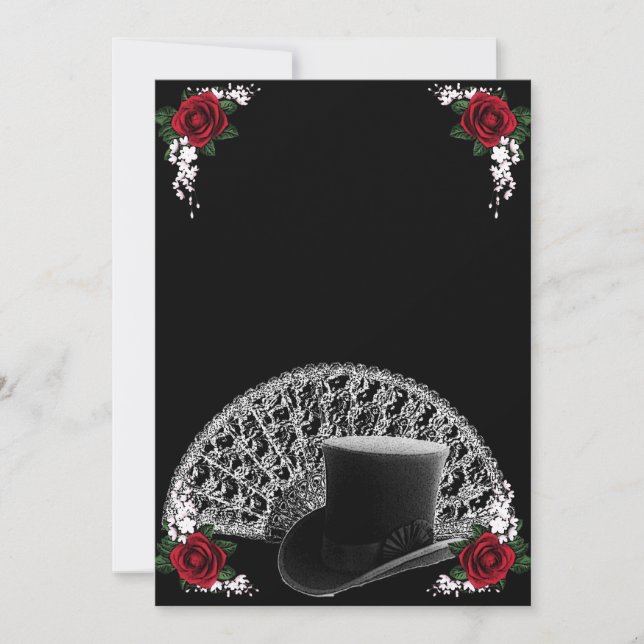 Invitación Boda Victoriano de Sombrero Superior y Ventilador  (Anverso)