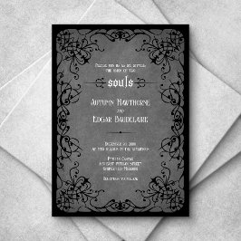 Invitación Boda victoriano gótico negro