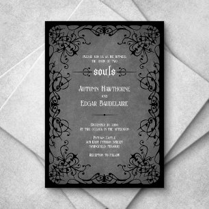 Invitación Boda victoriano gótico negro