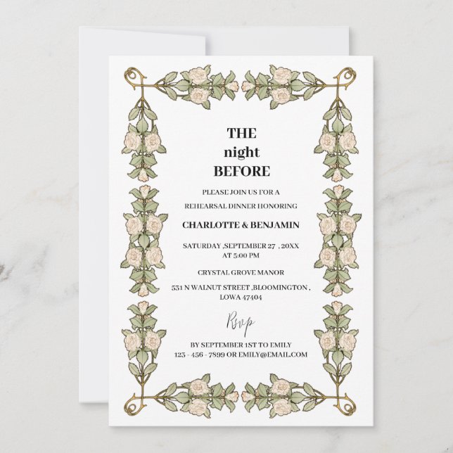 Invitación Boda victoriano vintage (Anverso)