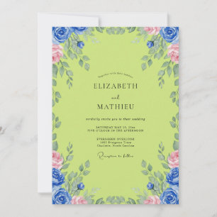 Invitación Boda Vid Cobalt Chartreuse