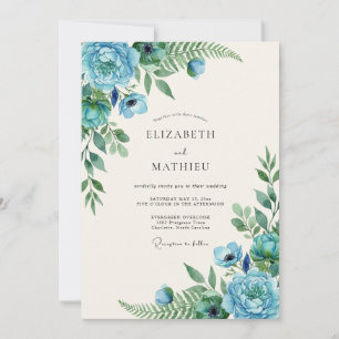Invitación Boda Vid Teal Aqua