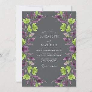 Invitación Boda Vid Verde Amarillo Amaranto