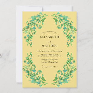 Invitación Boda Vid Verde Turquesa Canario