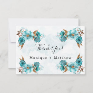 Invitación Boda Viejo Turquesa y Gold Peony Gracias