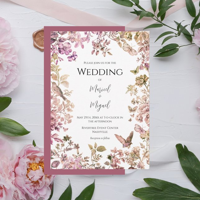 Invitación Boda vinícola de tela rosa (Subido por el creador)