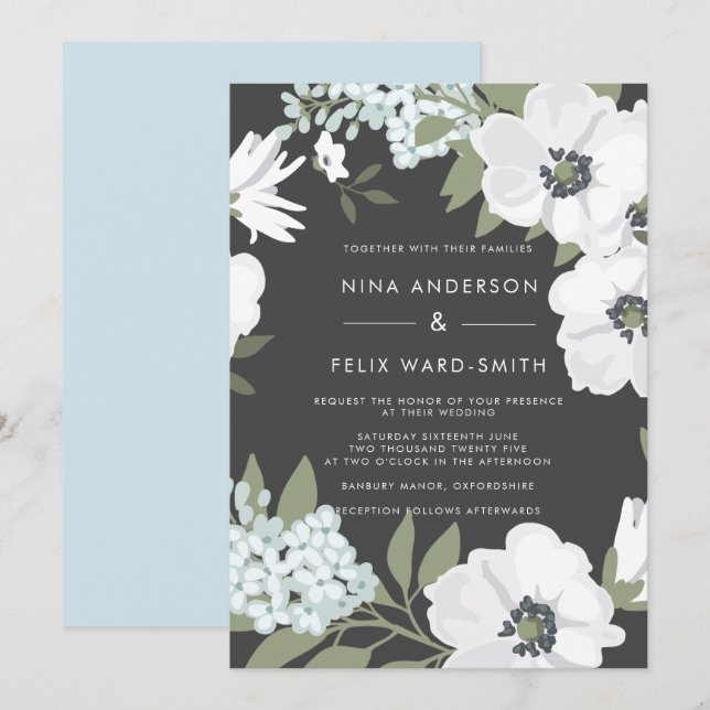 Invitación Boda Vintage Anemone Ash (Anverso / Reverso)