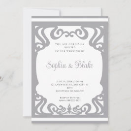 Invitación Boda Vintage Art Deco Elaborada de Plata y Blanco