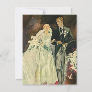 Invitación Boda Vintage Art Déco Novios Recién Casados