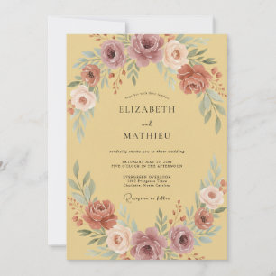 Invitación Boda Vintage Artística con Mostaza