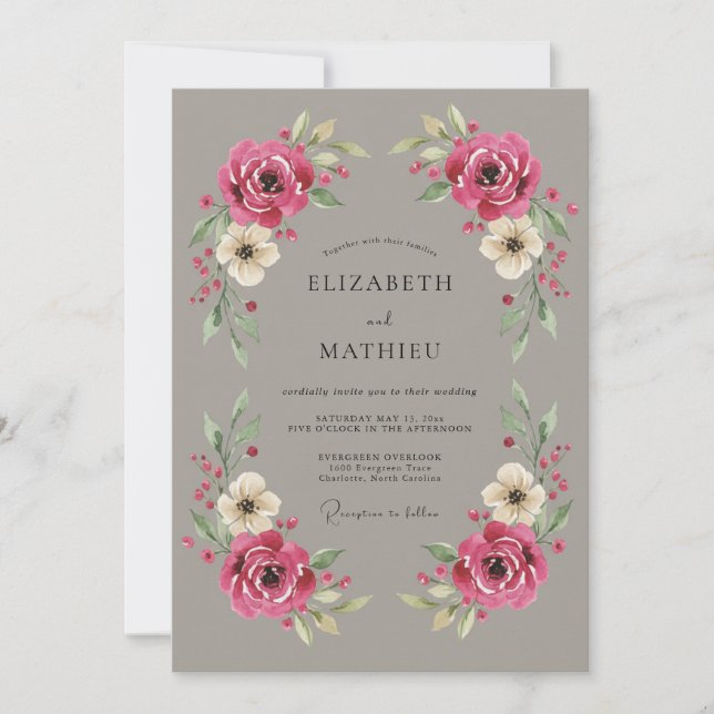 Invitación Boda Vintage Atemporal Taupe (Anverso)