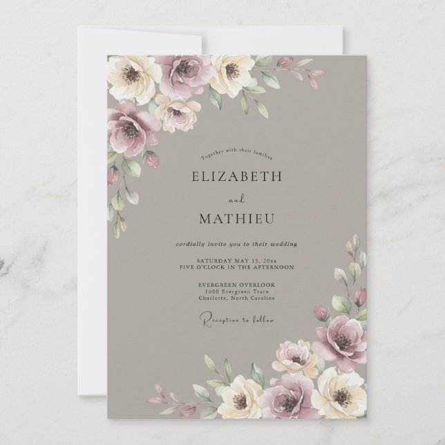 Invitación Boda Vintage Atmosférica Terrosa (Anverso)