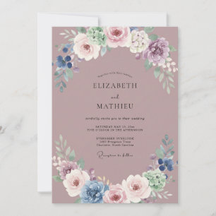 Invitación Boda Vintage Atractiva de Color Malva