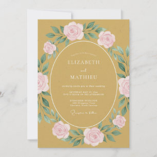 Invitación Boda Vintage Atractiva Mostaza
