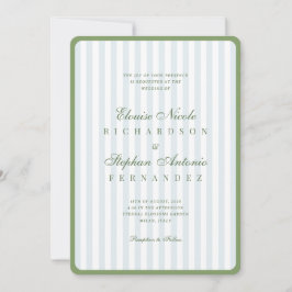 Invitación Boda Vintage Azul y Salvia Todo en Uno Estilo Old 