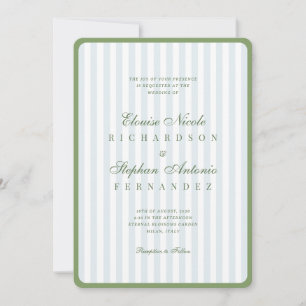 Invitación Boda Vintage Azul y Salvia Todo en Uno Estilo Old