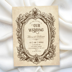 Invitación Boda vintage barroca antigua ornamentada