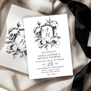 Invitación Boda vintage barroco con monograma