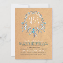 Invitación boda vintage boho dreamcatcher
